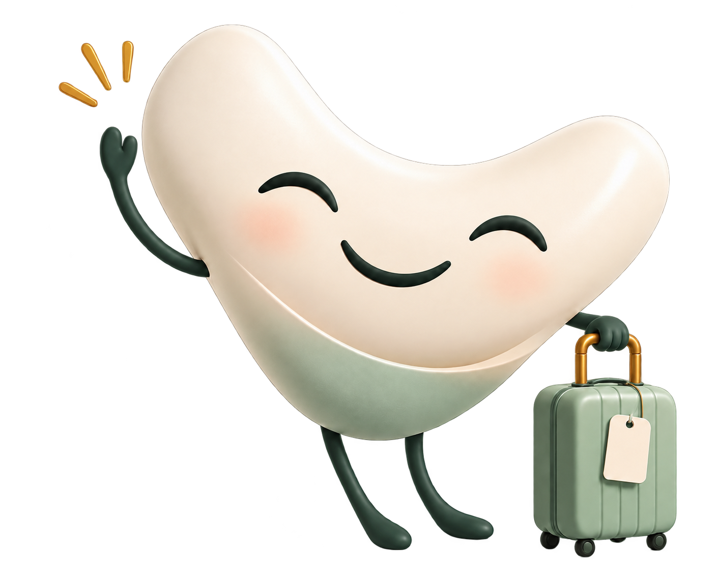 רוזי, הנציגה הדיגיטלית של Budapest Smile, עם מזוודה