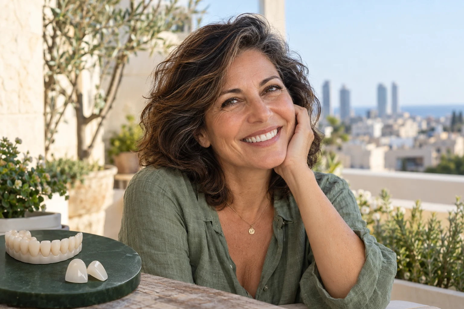 תמונת המחשה - דמות בוגרת לצד המחשת עיצוב החיוך